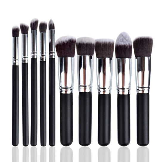 10-piece pro makeup brush set in silver – view 5
