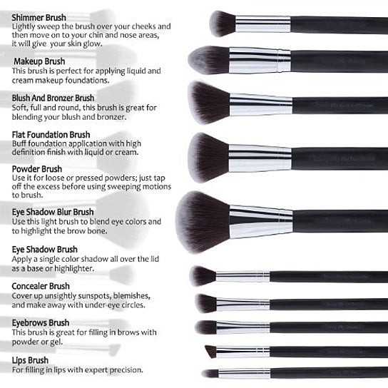 10-piece pro makeup brush set in silver – view 6