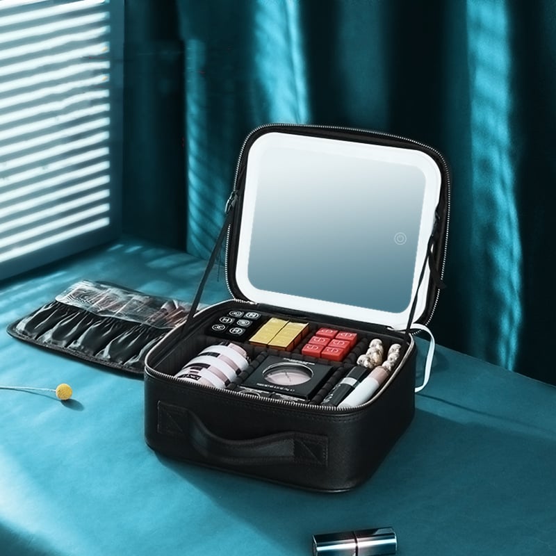 Travel makeup bag with LED mirror – UNBOUND