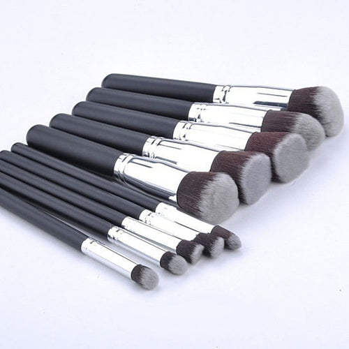 10-piece pro makeup brush set in silver – UNBOUND