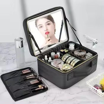 Travel makeup bag with LED mirror – view 5